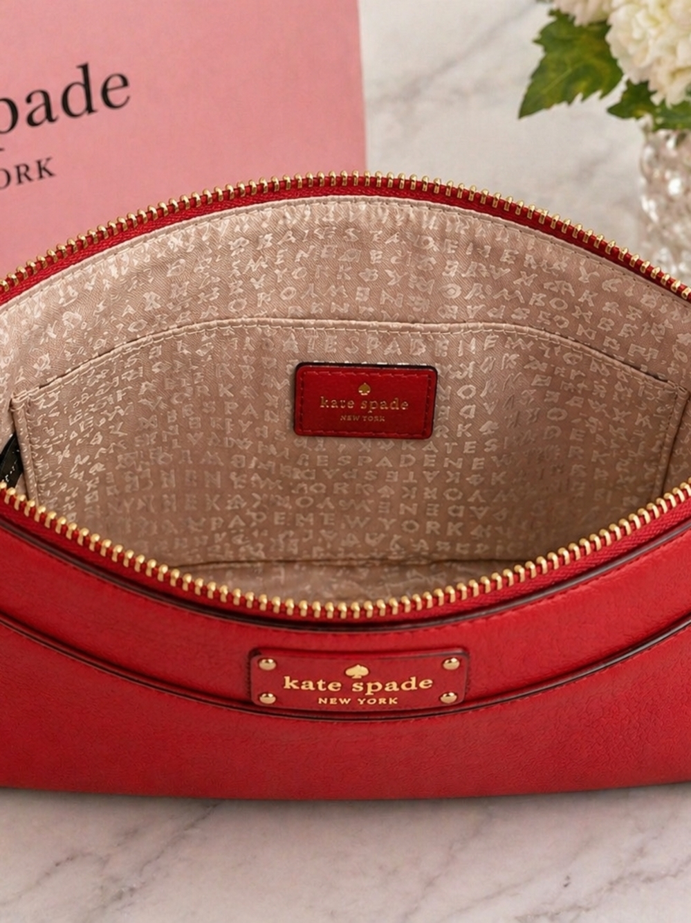 Kate Spade New York Red Leather Crossbody Bag EUC - Picture 2 of 7